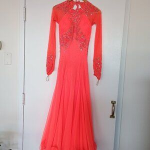 Orange Ballroom Gown for Smooth Dance